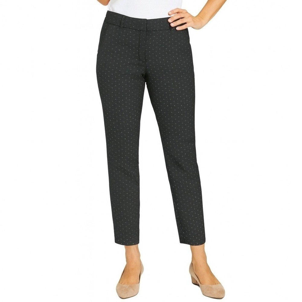 LOFT Women Marisa Skinny Dress Pants Women Size 2 Gray Polka Dot Slim Fit Career